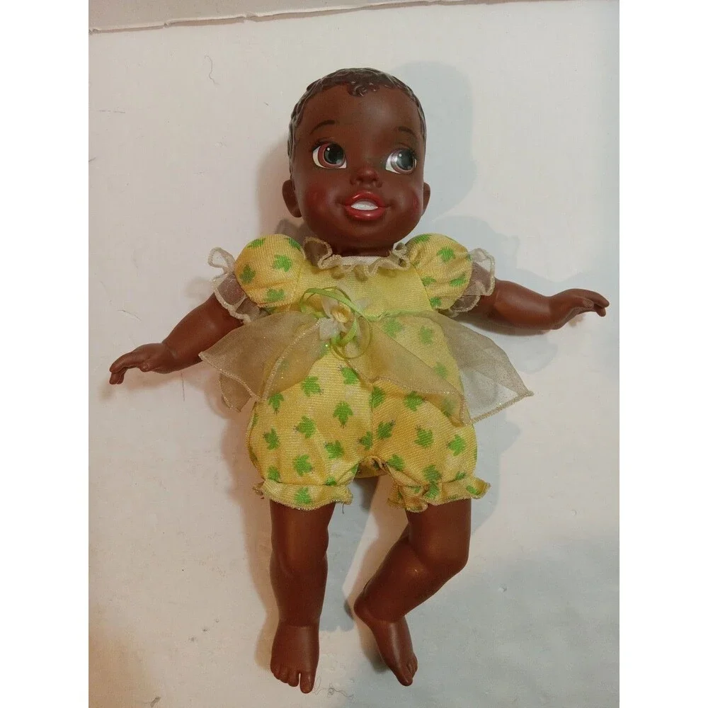 Disney Princess & Frog Black Baby Doll Soft Body Molded Hair Yellow Outfit